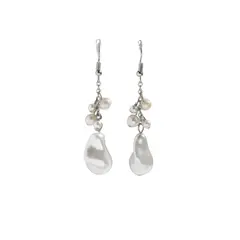 GENERICO - Pendientes largos con diseño de perla artificial