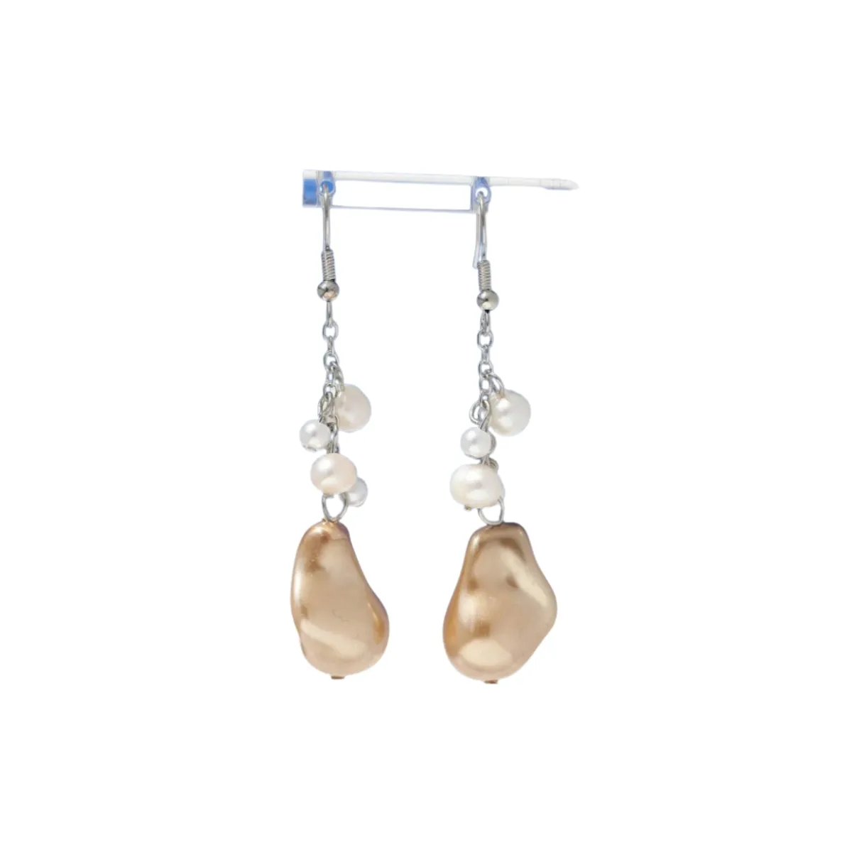 GENERICO - Pendientes largos con diseño de perla artificial