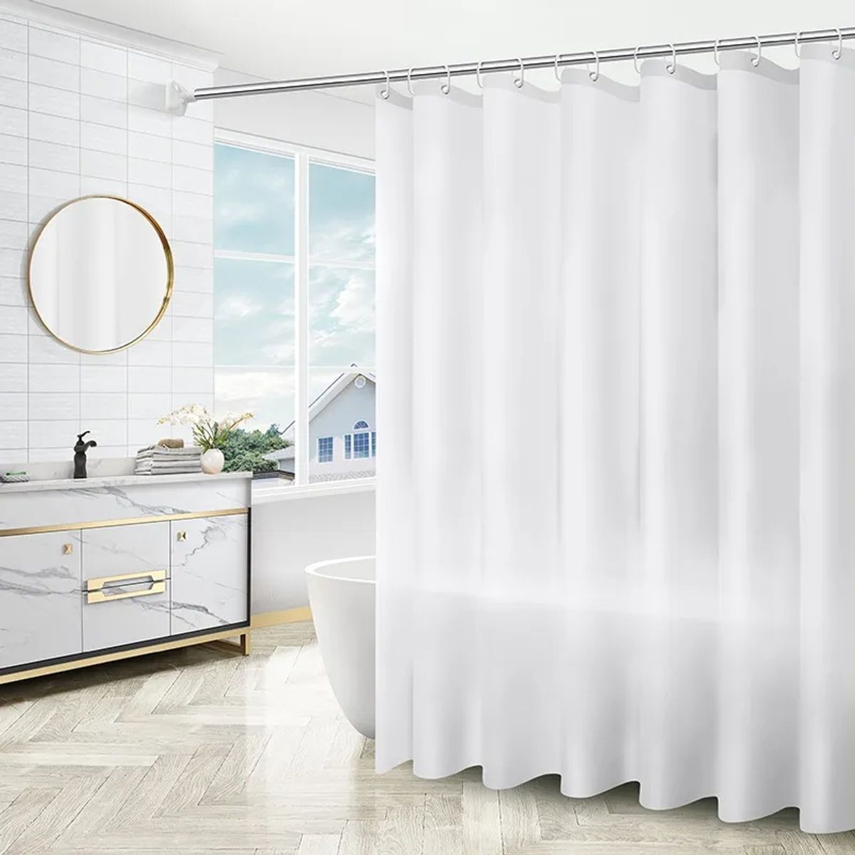 CAP DOR - Forro Cortina De Baño Blanco PVC 200 x 190