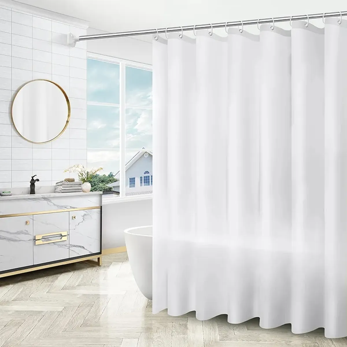 CAP DOR - Forro Cortina De Baño Blanco PVC 200 x 190
