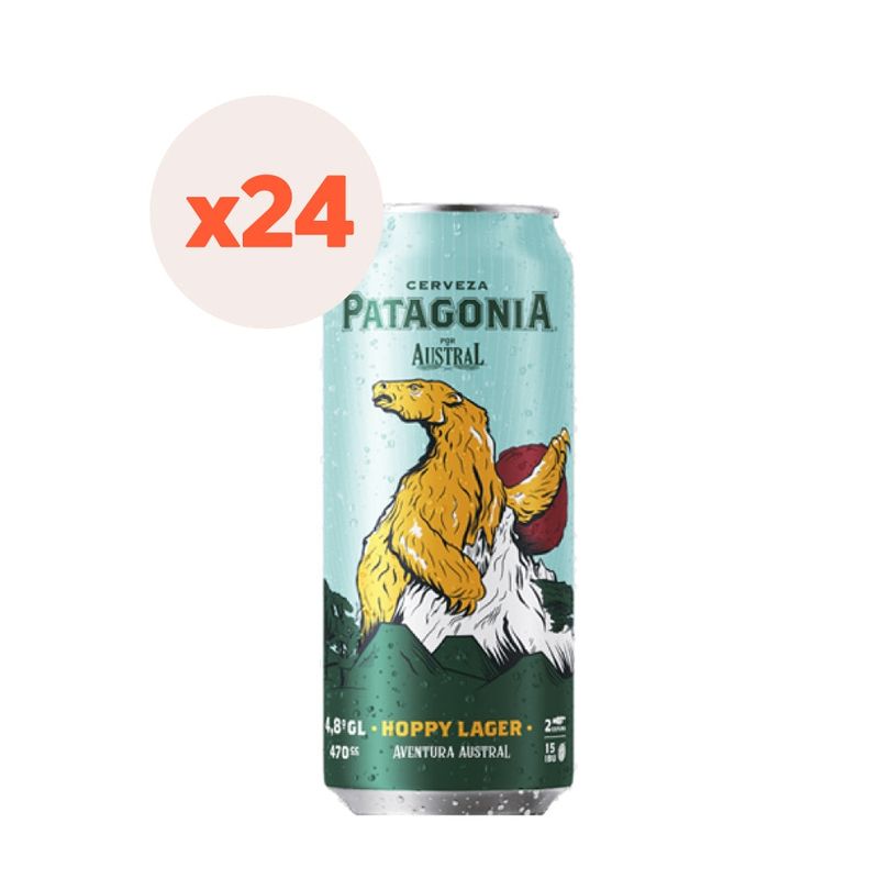 AUSTRAL - 24X Cerveza Austral Patagonia Hoppy Lager Lata 4,8° 470Cc