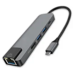 TECMASTER - Docking Station Type-C 100W + HDMI 4K+ Ethernet+ Hub USB 3.0 - Gris