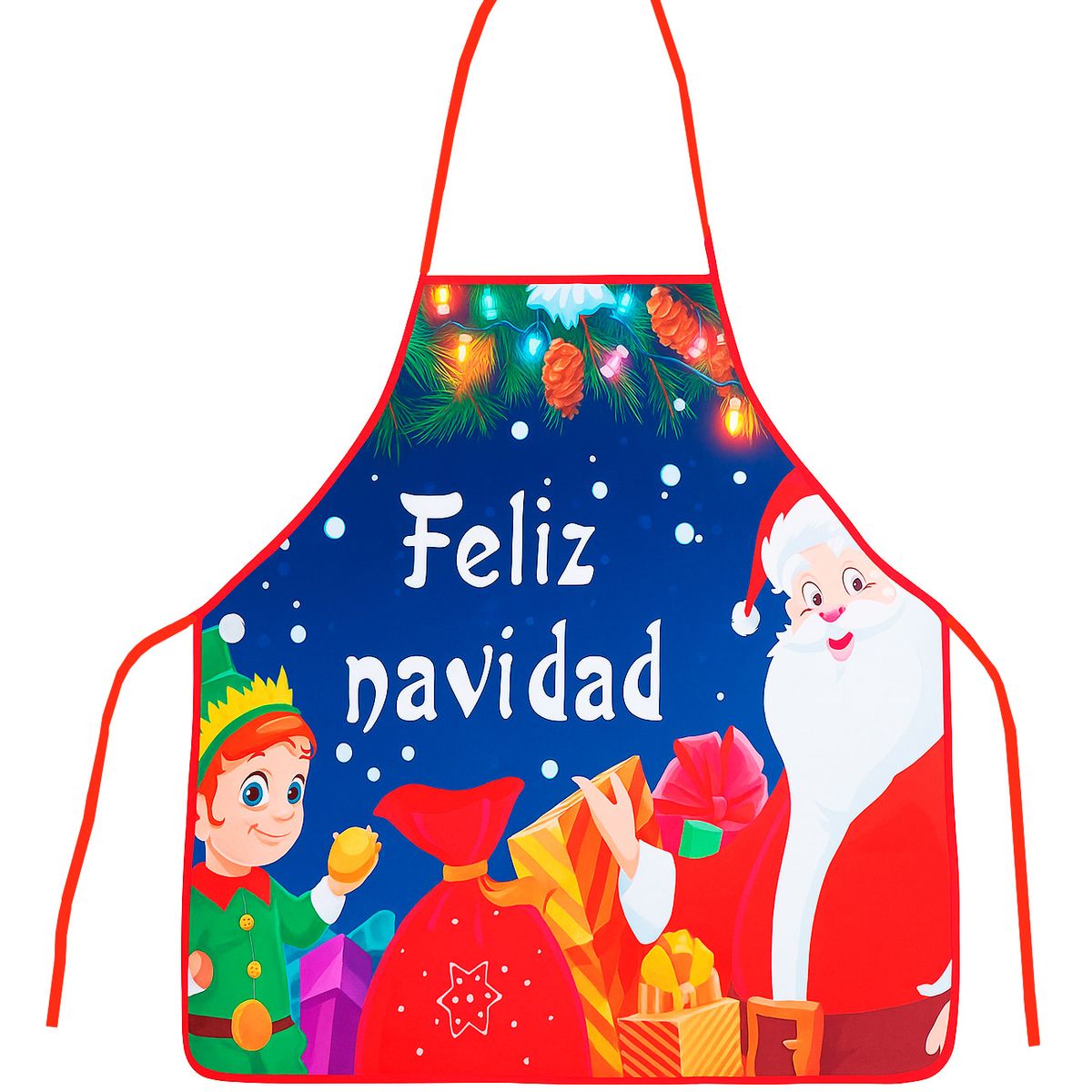 GENERICO - DELANTAL DE TELA LAVABLE  TOP DISEÑO NAVIDAD FELIZ