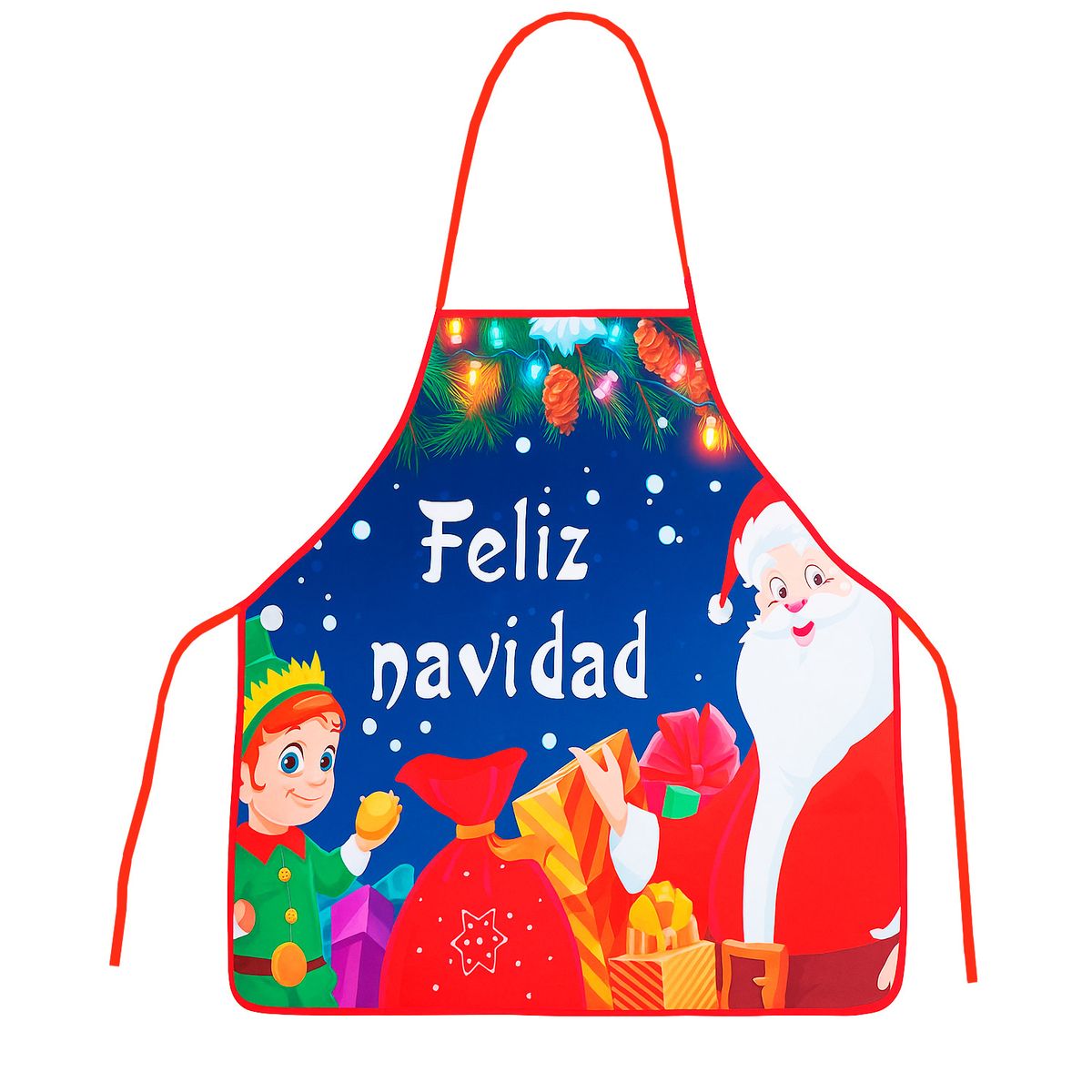 GENERICO - DELANTAL DE TELA LAVABLE  TOP DISEÑO NAVIDAD FELIZ