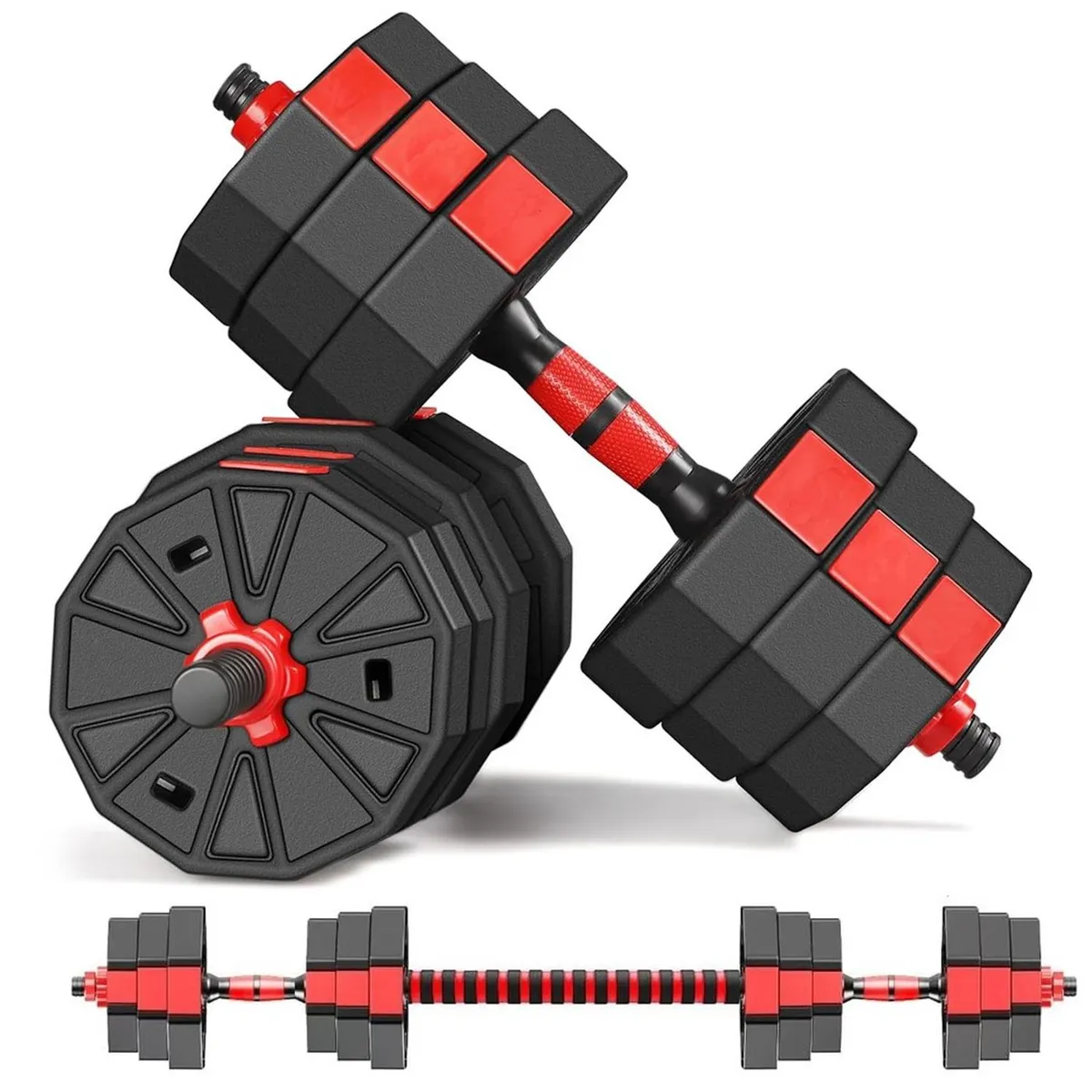 FITNICS - Mancuernas Ajustables 20 Kg Total Set 2en1 Fitnics + Barra