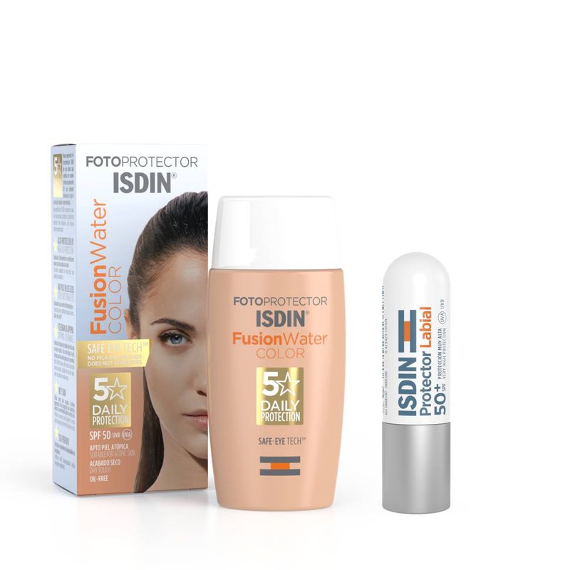 ISDIN - Set Protector Solar Facial Fusion Water Color SPF50 50ml + Protector Solar Labios SPF50