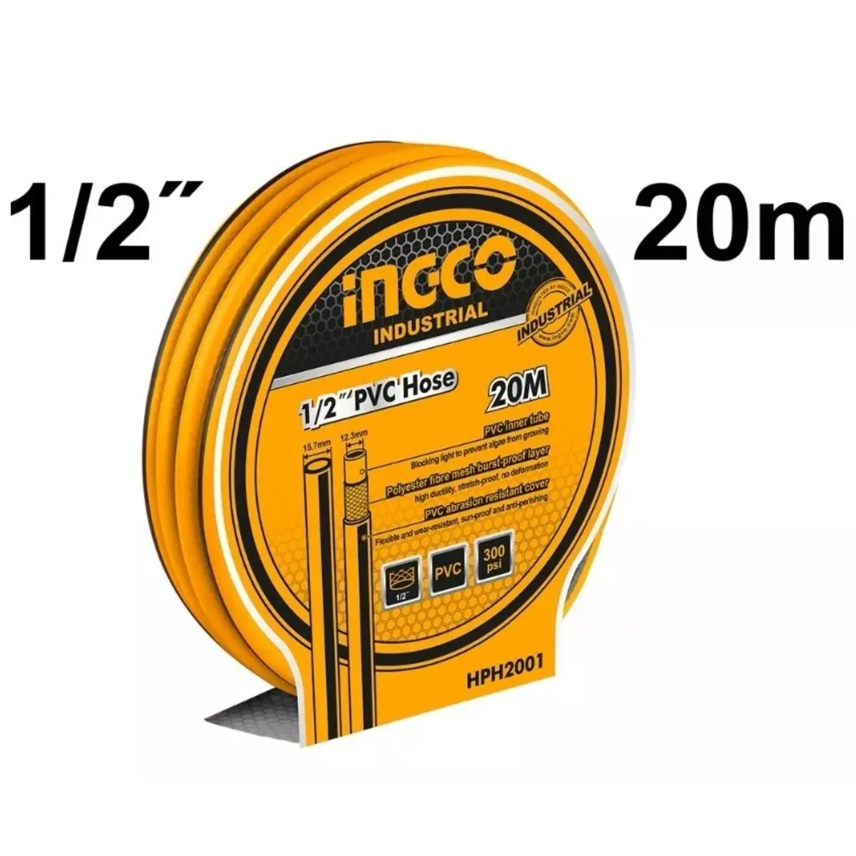 INGCO - Manguera Industrial Reforzada Ingco Pvc 1/2 X 20 Mt 300 Psi HPH2001