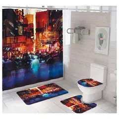 GENERICO - SET de baño COMPLETO 4 piezas CON DISEÑO DE MULTICOLOR