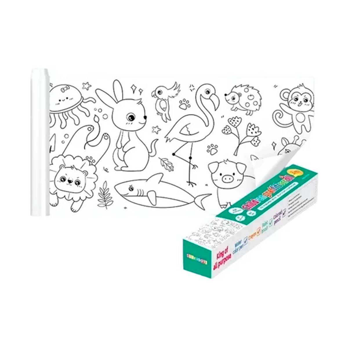 GENERICO - Rollo De Papel Para Colorear Jade - Animal