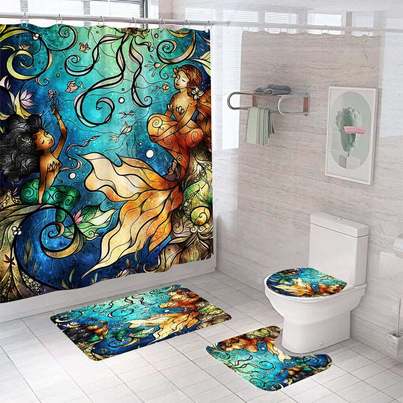 GENERICO - SET de baño COMPLETO 4 piezas CON DISEÑO COLORIDO