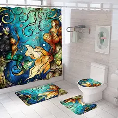GENERICO - SET de baño COMPLETO 4 piezas CON DISEÑO COLORIDO
