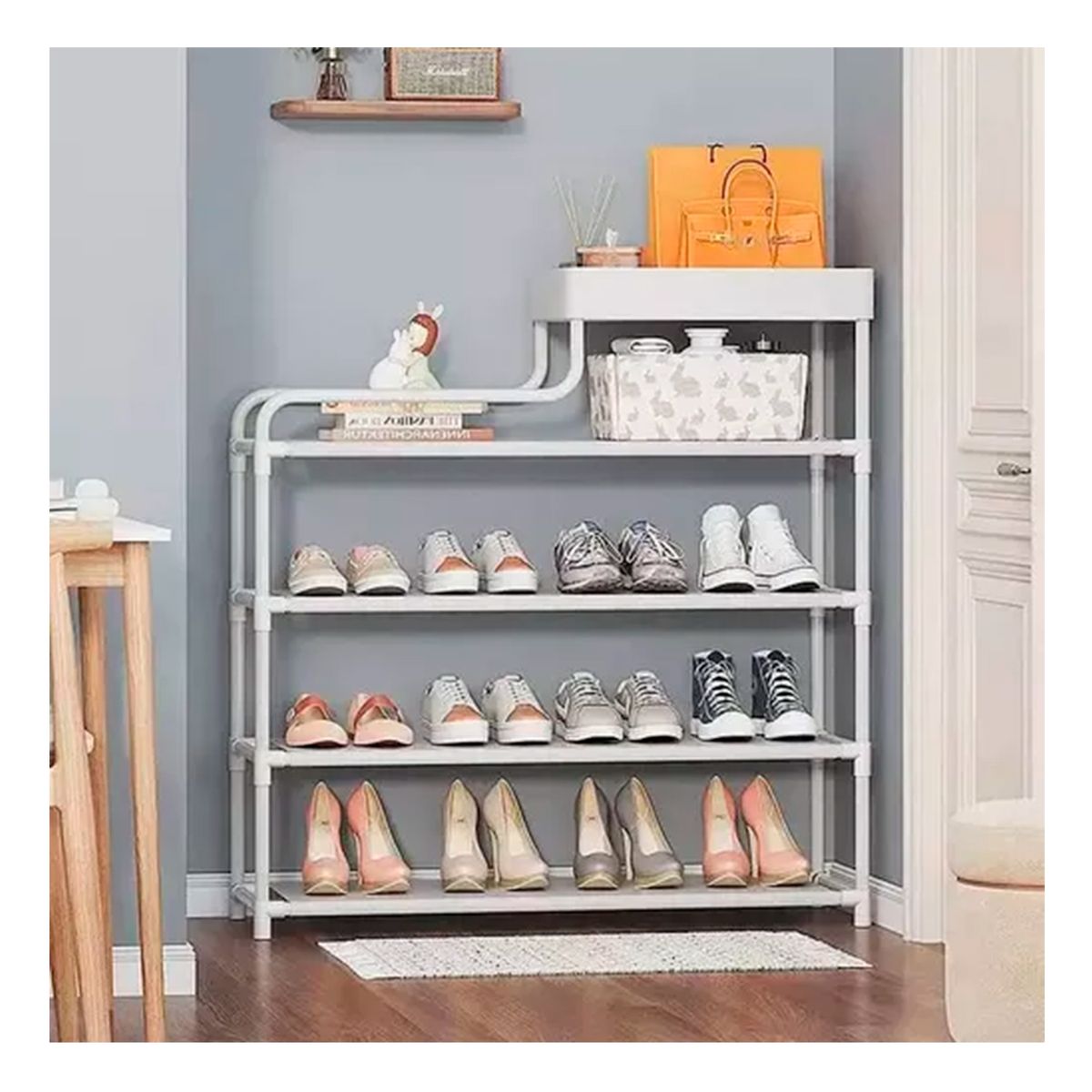 GENERICO - Zapatero Organizador 4 Niveles Multifunción Blanco