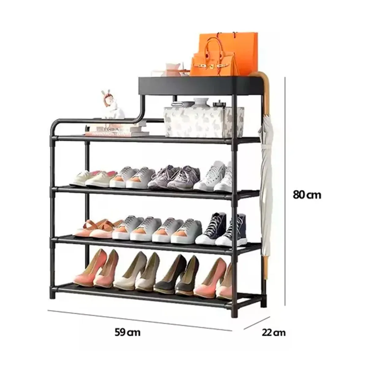 GENERICO - Zapatero Organizador 4 Niveles Multifunción Negro