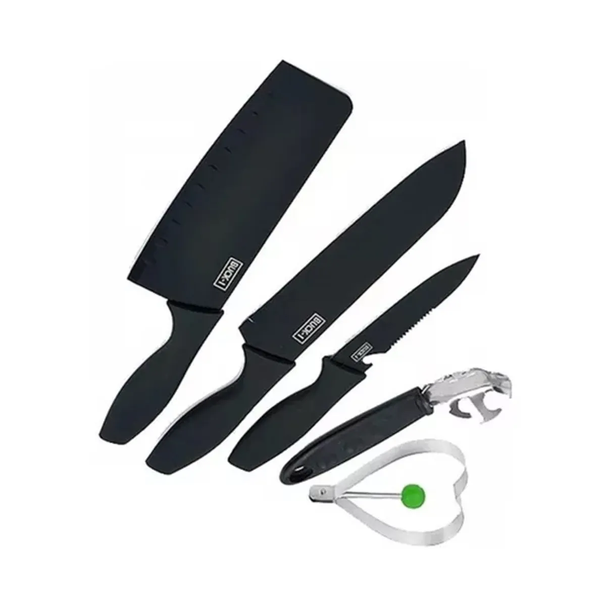 GENERICO - Set 3 Cuchillos Mas Sujetador Ollas Molde Corazón y Caja