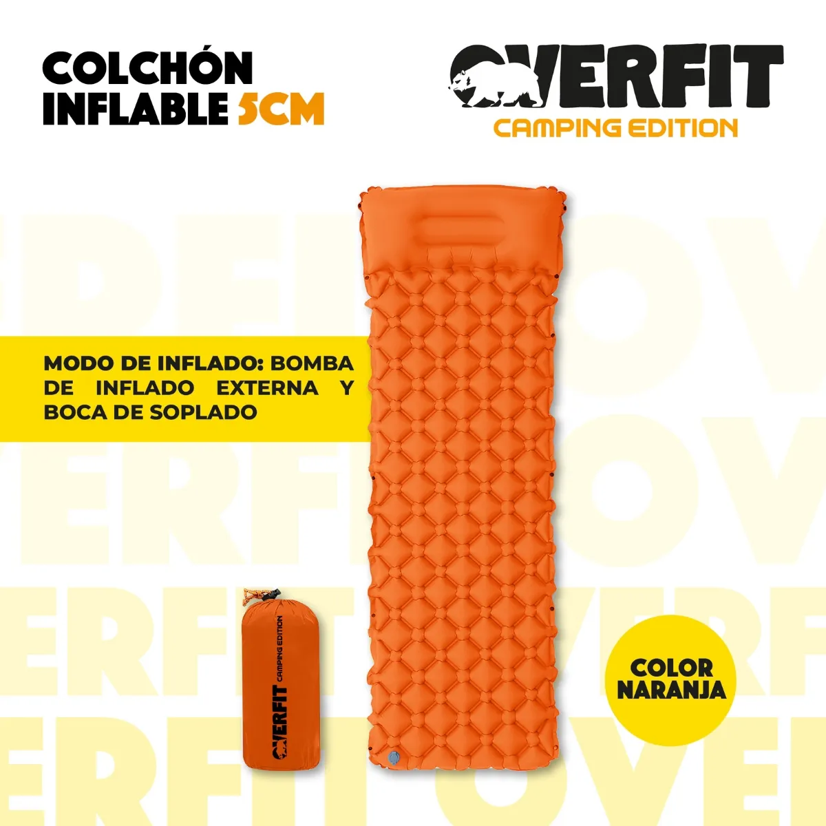 OVERFIT - Colchoneta Inflable Individual Camping Overfit Light 5cm