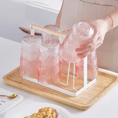 CHEFCHOICE - Juego 6 Copas de Vidrio Vintage Elegantes 380ML Rosado