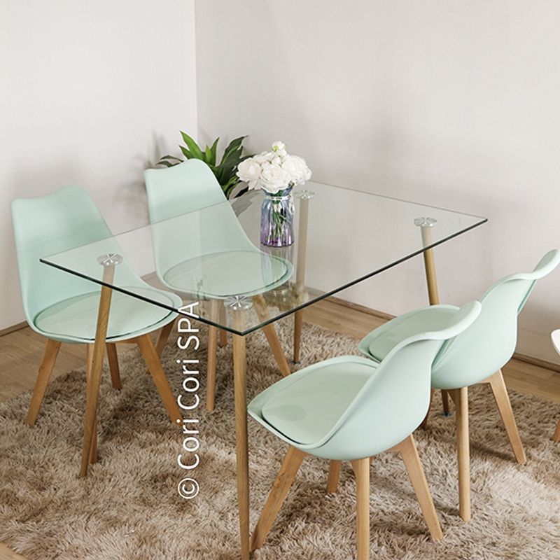 GENERICO - Comedor Rubi 130x 80cm + 4 Sillas Tulip Menta