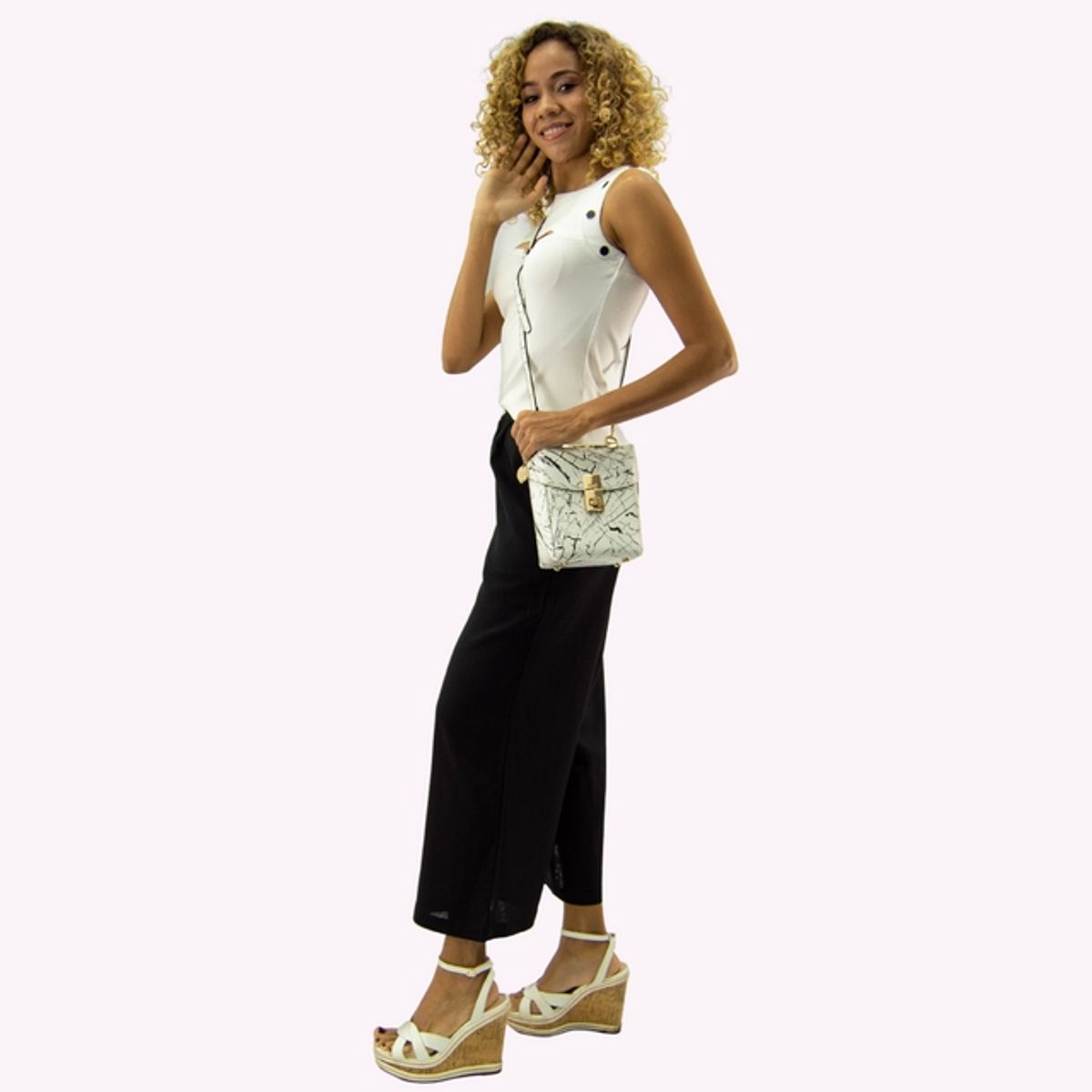 TENTATION - Pantalon Cropped Palazzo Lino