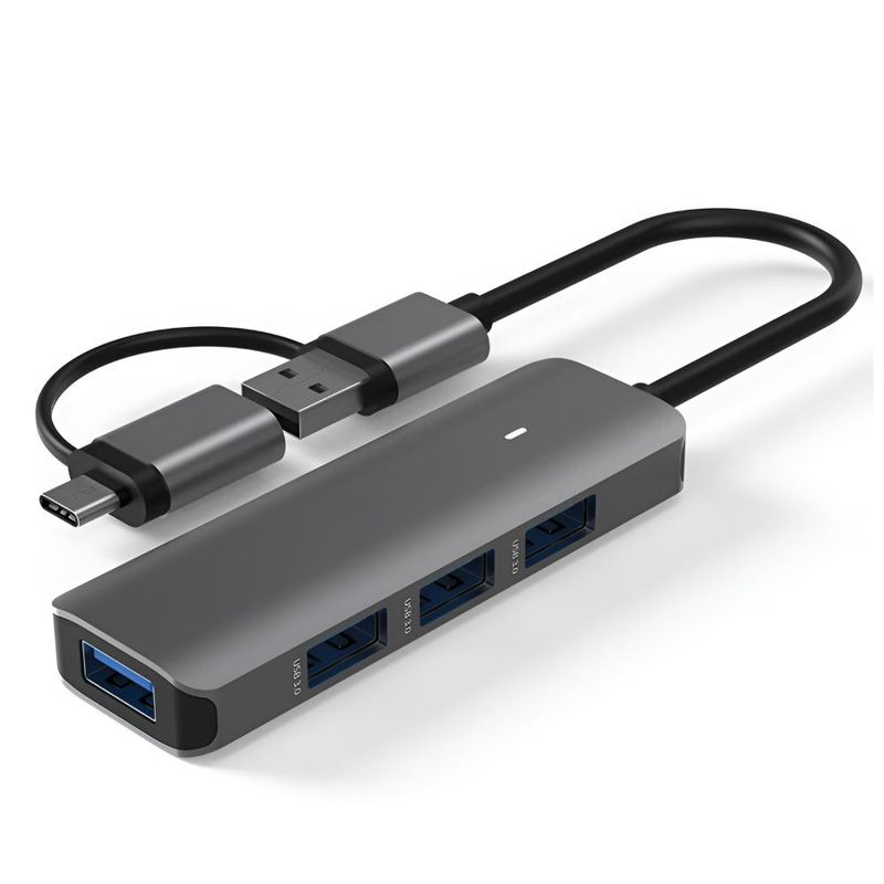 TECMASTER - Hub USB 3.0 + Adaptador Type-C 5 Gbps Tecmaster TM-100543 - Gris