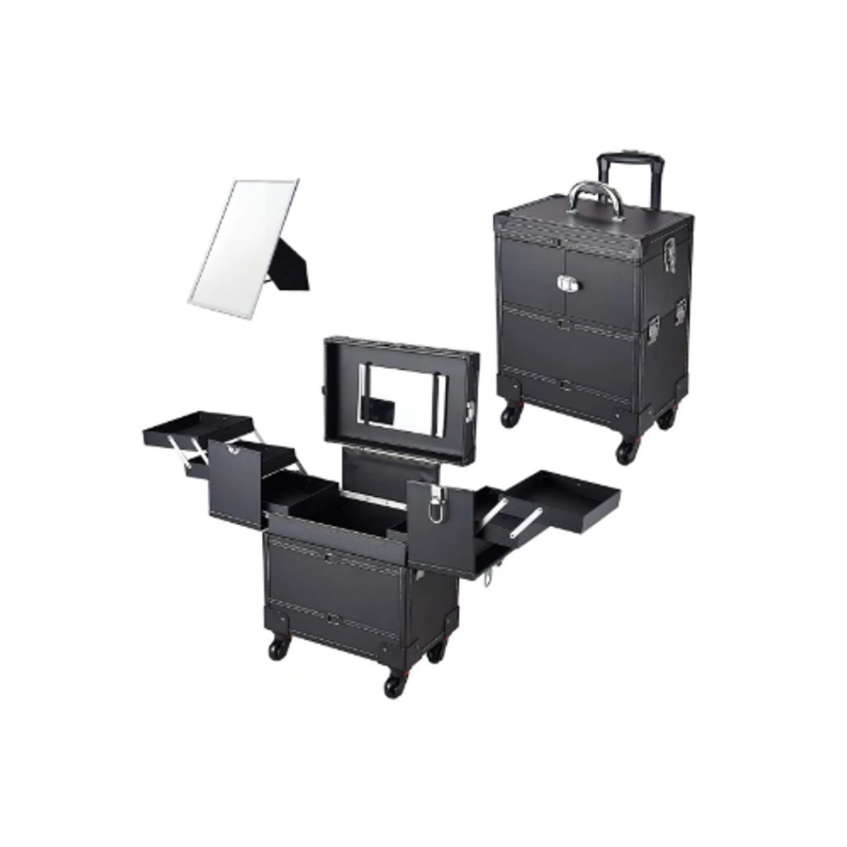 GENERICO - Maleta Multiuso Manicure y Maquillaje Negra - Litchi Grai