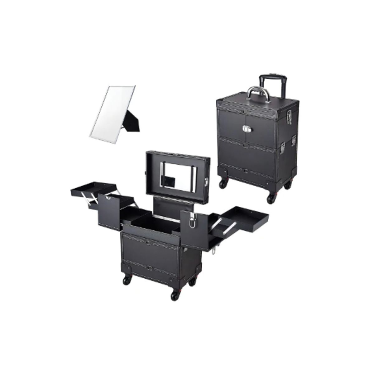 GENERICO - Maleta Multiuso Manicure y Maquillaje Negra - Litchi Grai