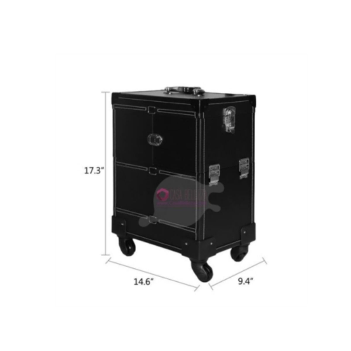 GENERICO - Maleta Multiuso Manicure y Maquillaje Negra - Litchi Grai