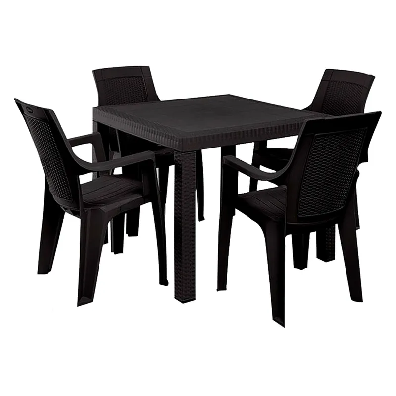 SANCHIA - COMEDOR ETERNO PLÁSTICO CHOCOLATE 4 PERSONAS