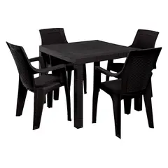 SANCHIA - COMEDOR ETERNO PLÁSTICO CHOCOLATE 4 PERSONAS