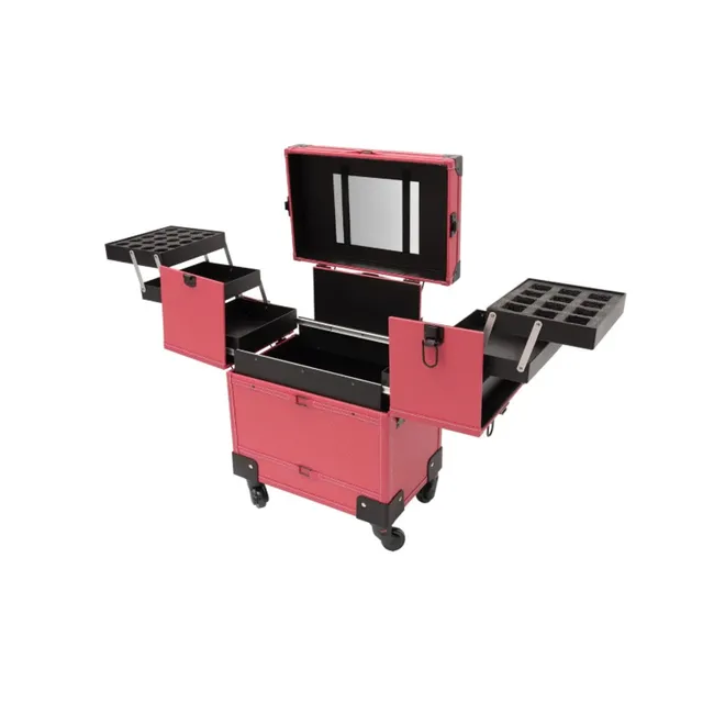 GENERICO - Maleta Multiuso Manicure y Maquillaje Rosada - Litchi Grai