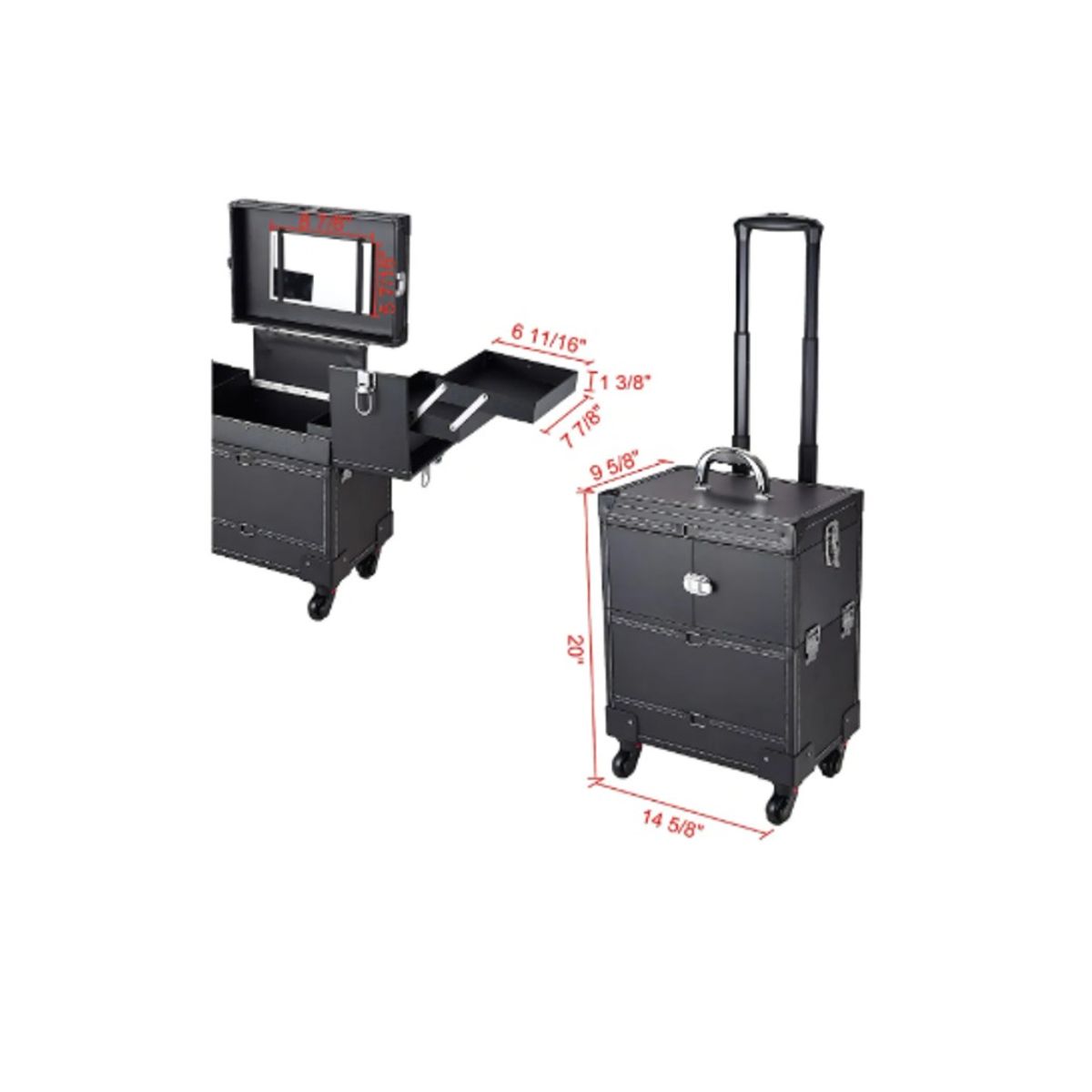 GENERICO - Maleta Multiuso Manicure y Maquillaje Rosada - Litchi Grai