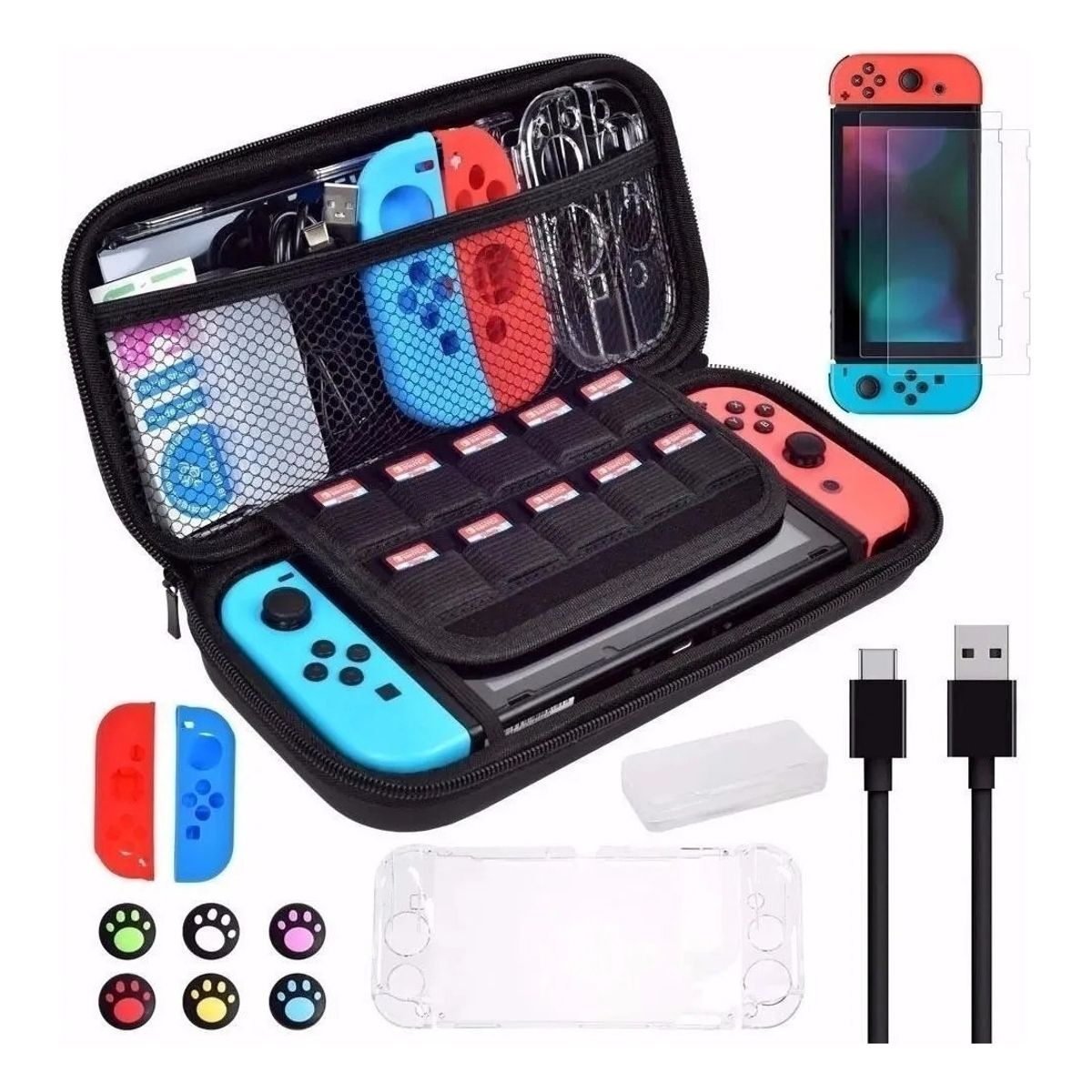 GENERICO - ESTUCHE PROTECTOR PARA NINTENDO SWITCH CON ACCESORIOS