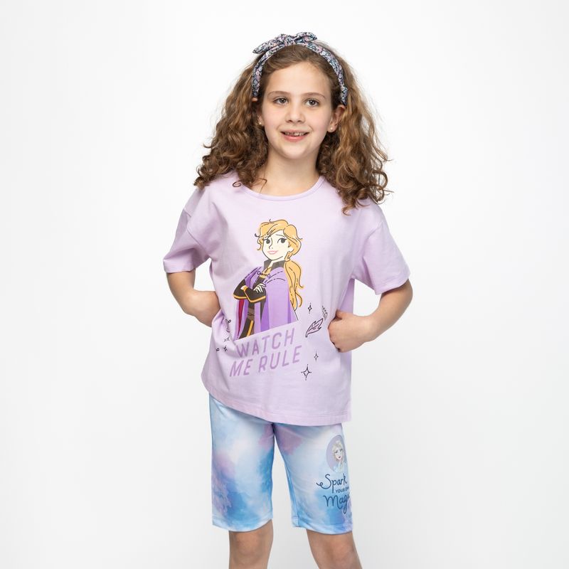 DISNEY - Polera Niña Watch Me Rule Frozen Morado Disney