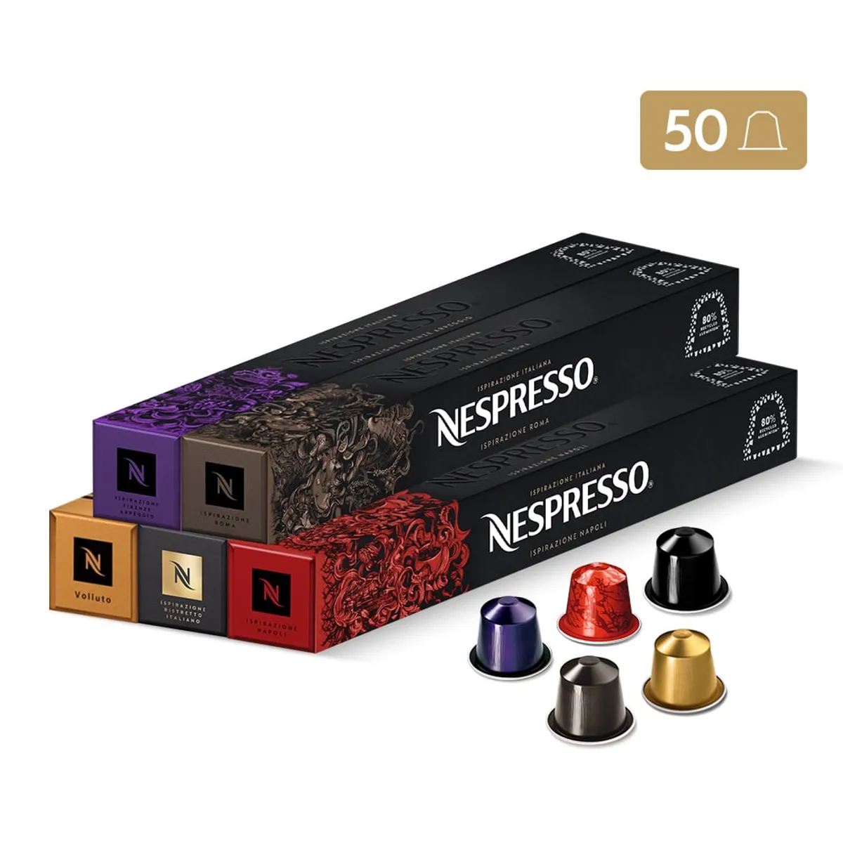 NESPRESSO - Cápsulas de Café Pack Nuestros Clásicos - 50 unidades
