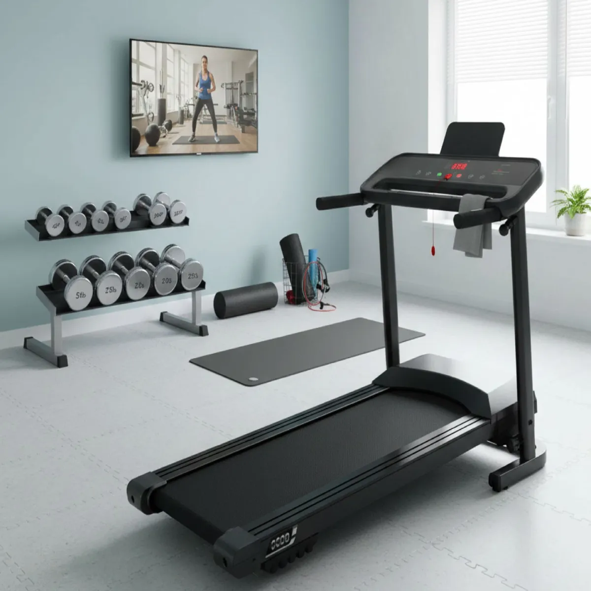 SPORTIME - Trotadora Eléctrica K500 Plegable Super Compacta Negra