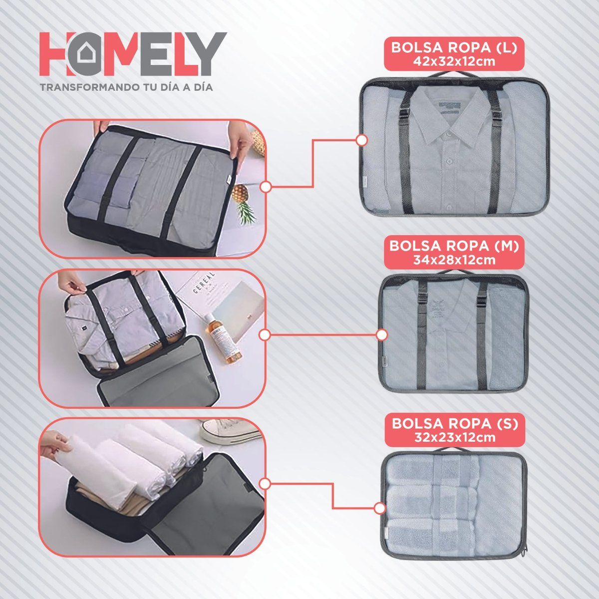HOMELY - Bolsas Organizadoras Maleta Viaje Homely Set 8 Bolsas
