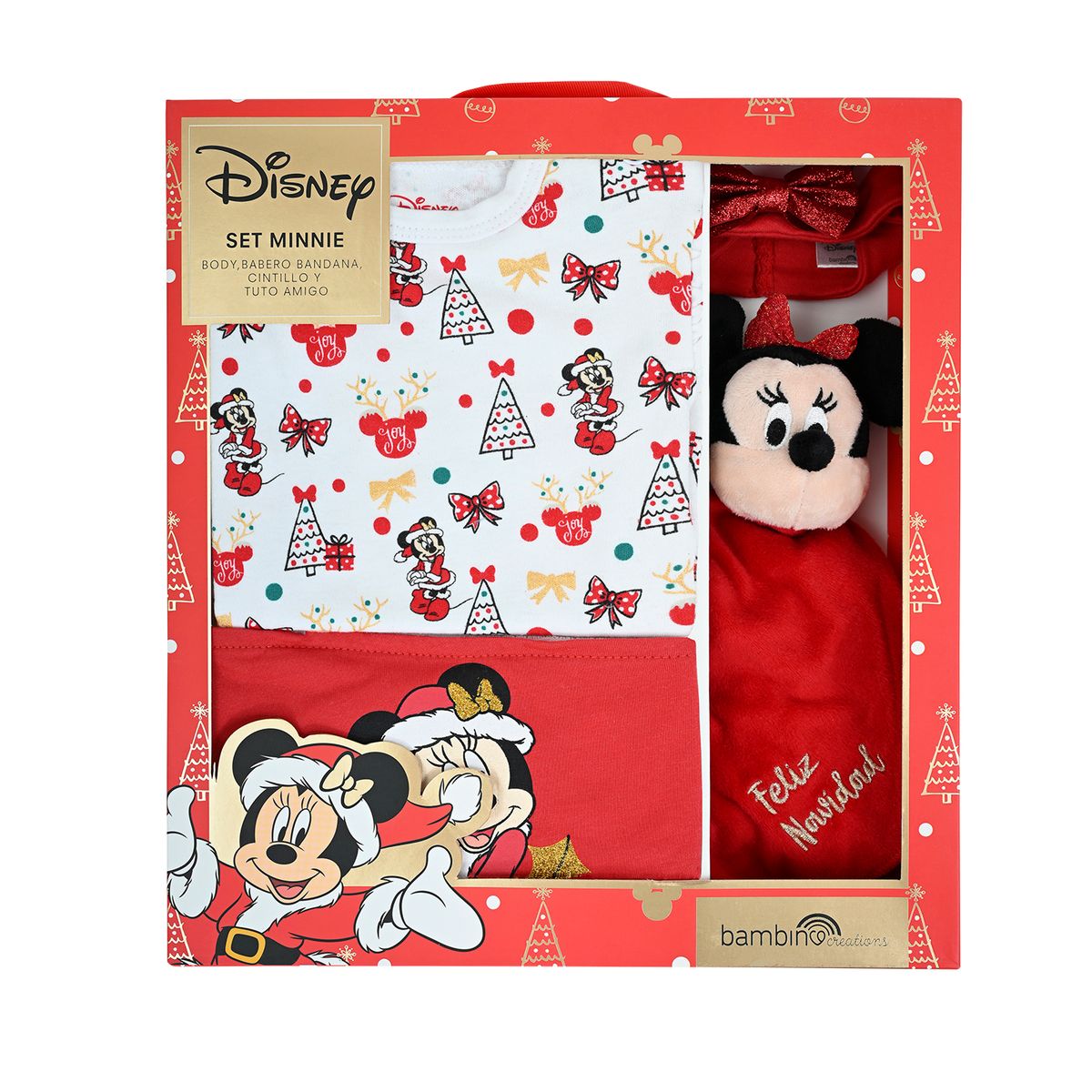 BAMBINO - Set 4 Piezas Navidad Minnie Muerdago Niña 6-9M