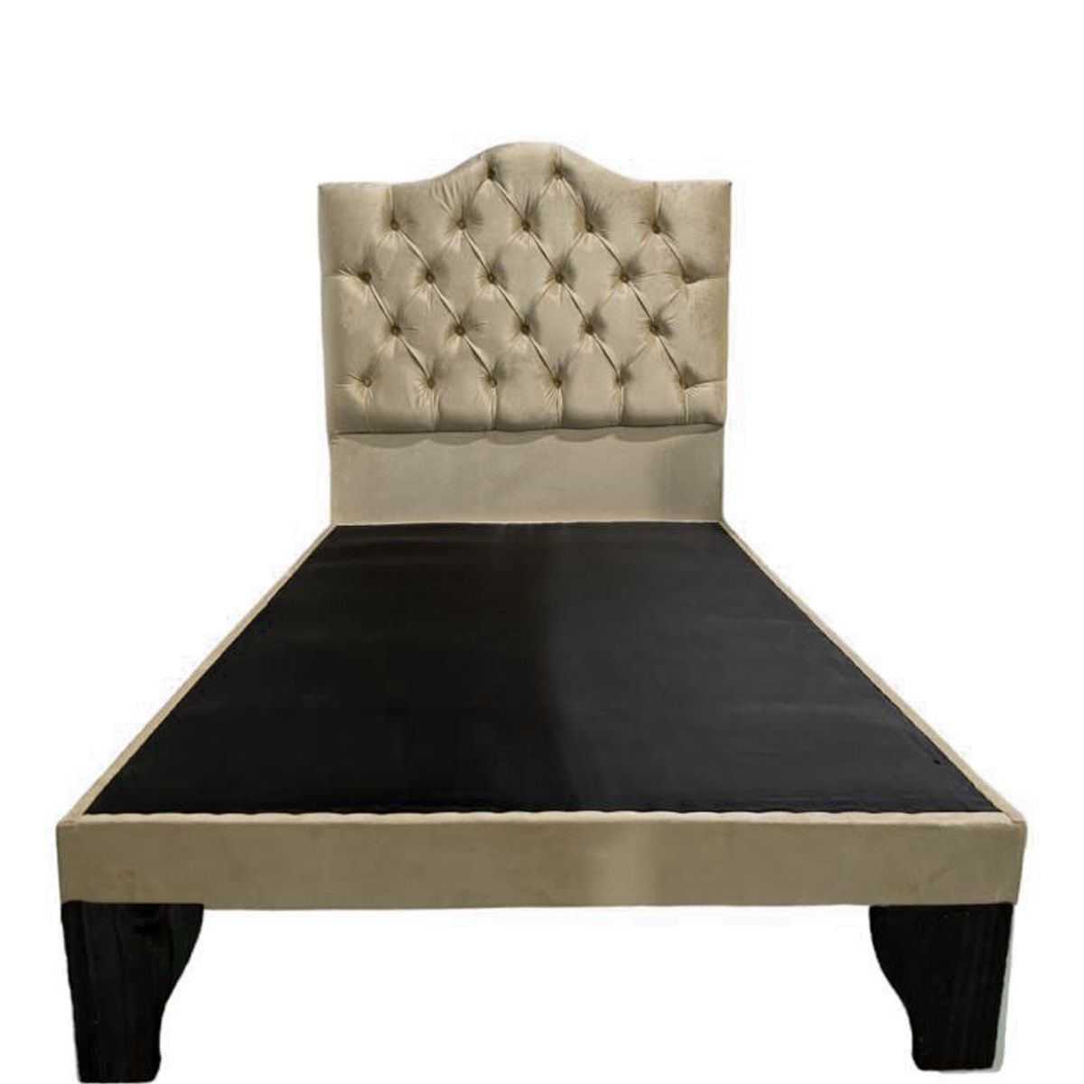 FLOBAL - Cama 1,5 Plazas Ovalado, Incluye Base y Respaldo Beige Flobal