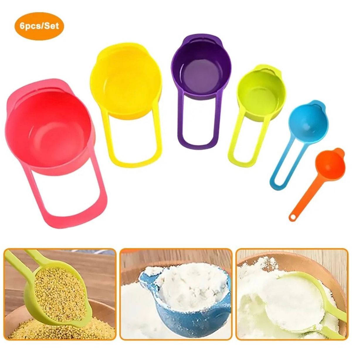 GENERICO - 6 Cucharas Medidoras Cocina Repostería Medida Tazas