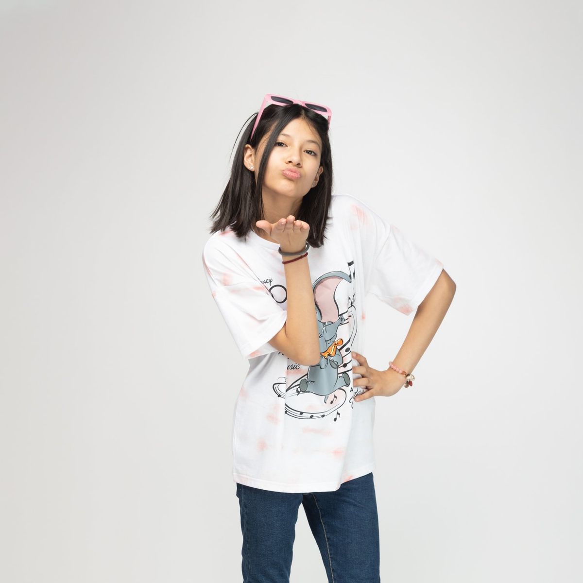 DISNEY - Polera Niña Dumbo 100 años Rosa Disney