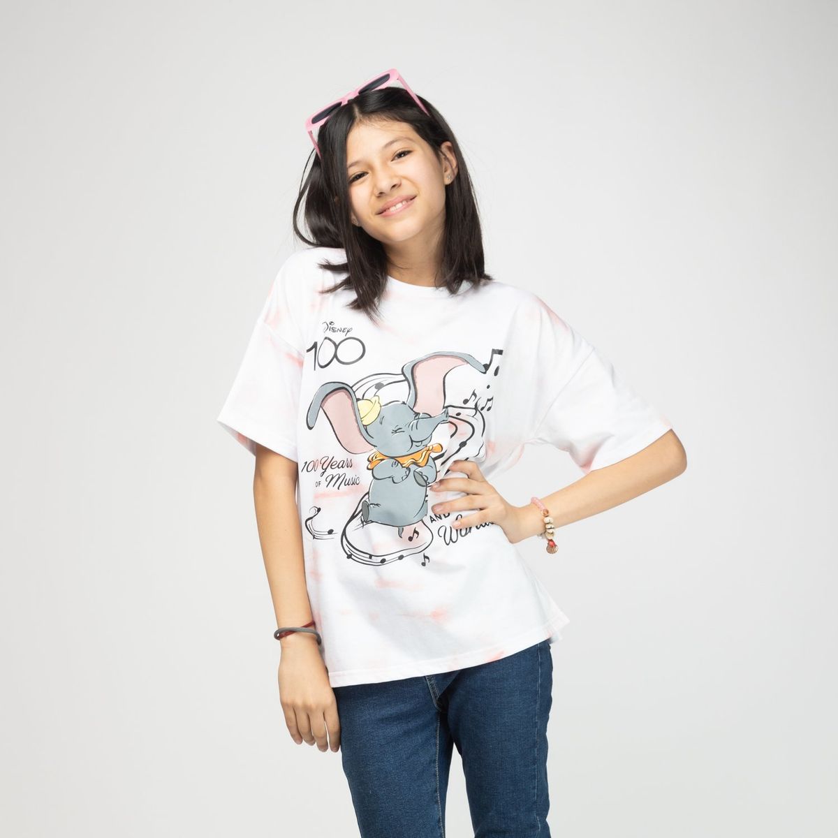 DISNEY - Polera Niña Dumbo 100 años Rosa Disney