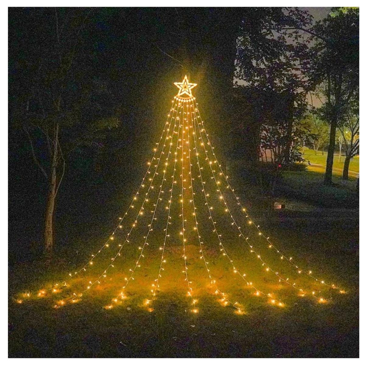 Luces Solar Cascada Navidad Luces Led Calida Cortina Árbol Navidad, marca GENERICO - Foto 2