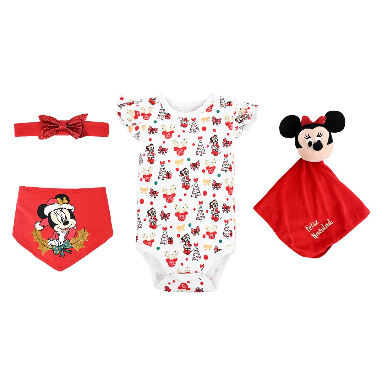 BAMBINO - Set 4 Piezas Navidad Minnie Muerdago Niña 12-18M