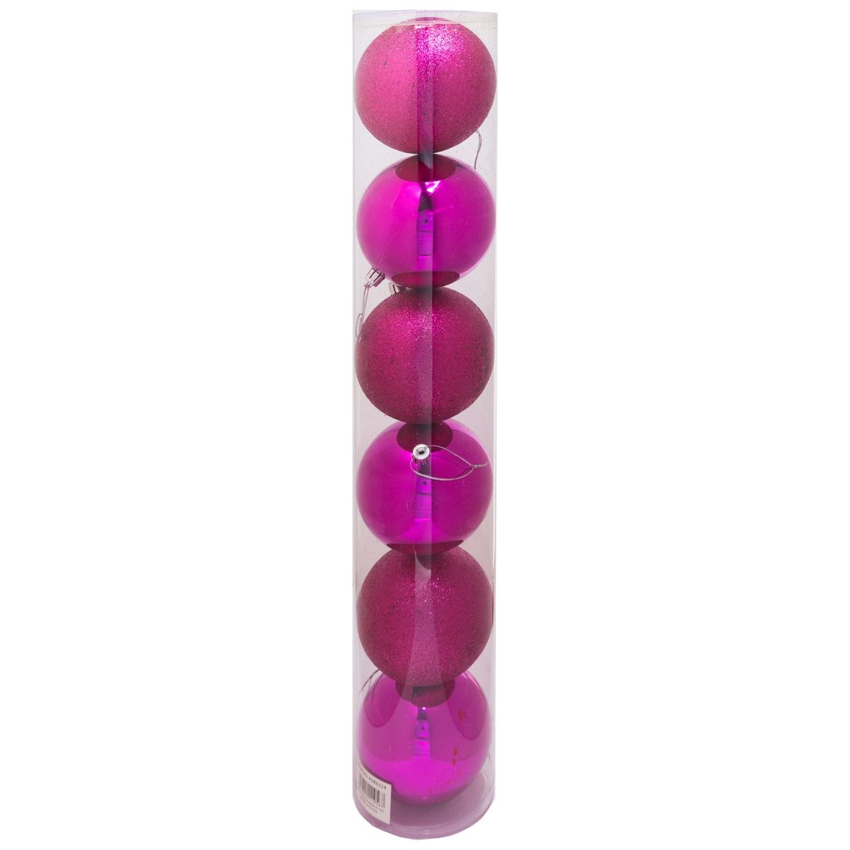 PROPLASTIC - Set de 6 esferas navideñas de 10 cms color fucsia