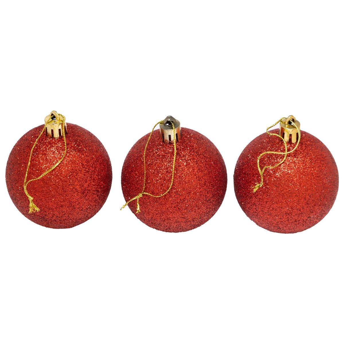 Set de 6 esferas navideñas 10 cms color rojo escarchadas, marca PROPLASTIC - Foto 2
