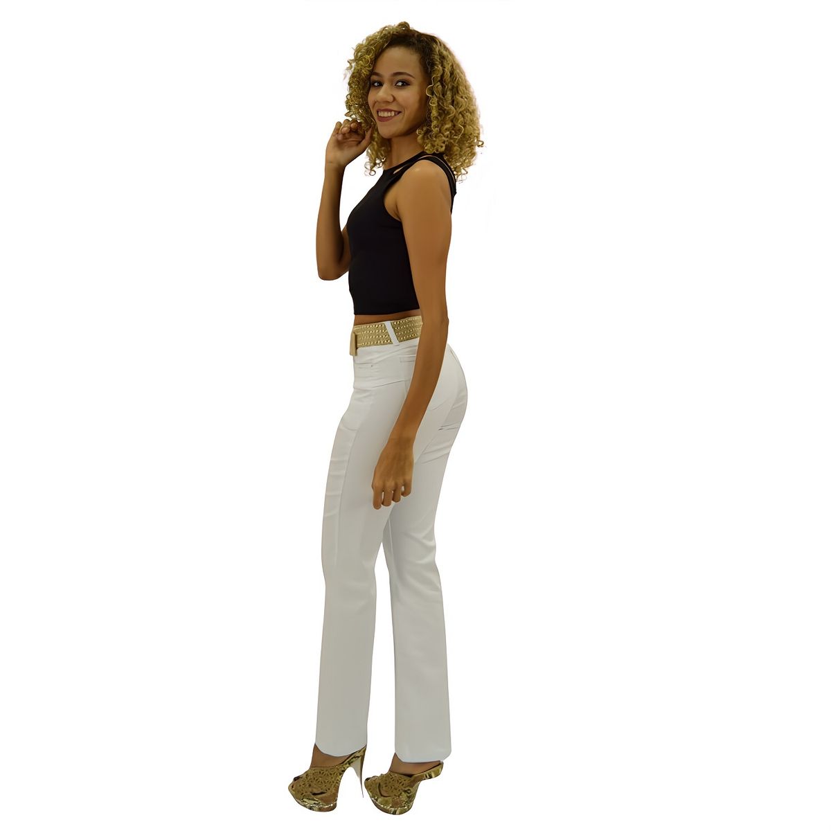 TENTATION - Pantalon Gabardina Recto Blanco