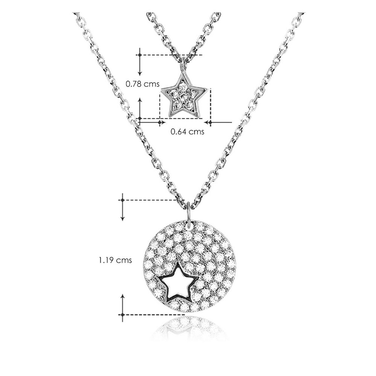 VANE COLLECTION - Collar para mujer cadena fina doble colgante estrellas pavé circones y baño rodio
