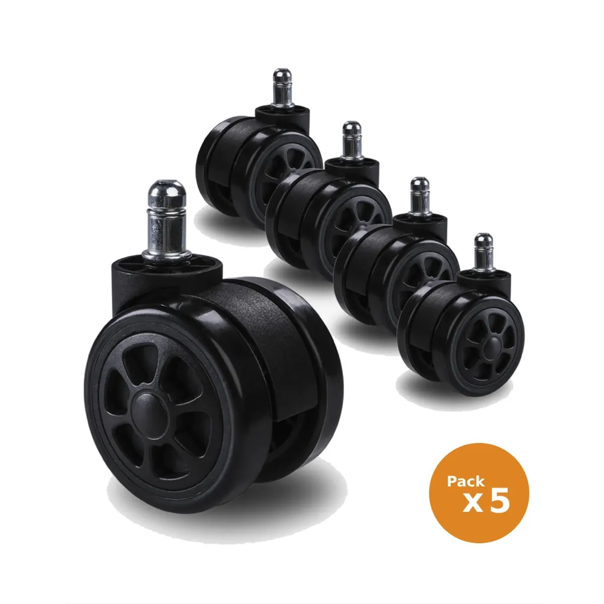GENERICO - Pack 5 ruedas universal para silla de escritorio y gamer, 60mm