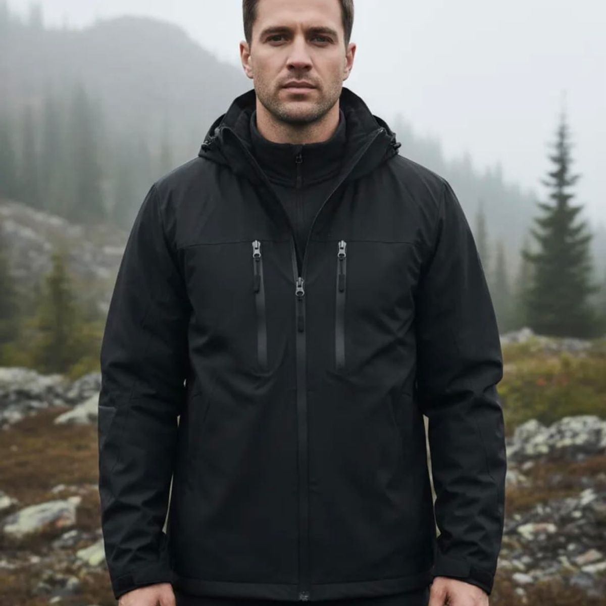 BLUE MOUNTAIN - Chaqueta Outdoor Corta Viento Hombre Termica Impermeable