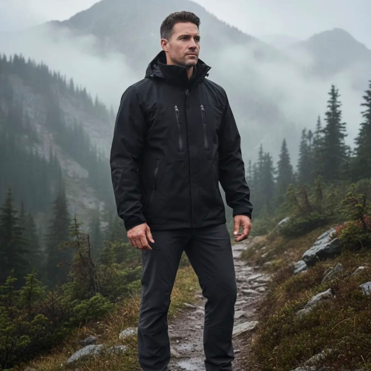 BLUE MOUNTAIN - Chaqueta Outdoor Corta Viento Hombre Termica Impermeable