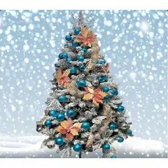 GENERICO - Árbol De Navidad nevado 1,8 m, Con Adornos Color Azul